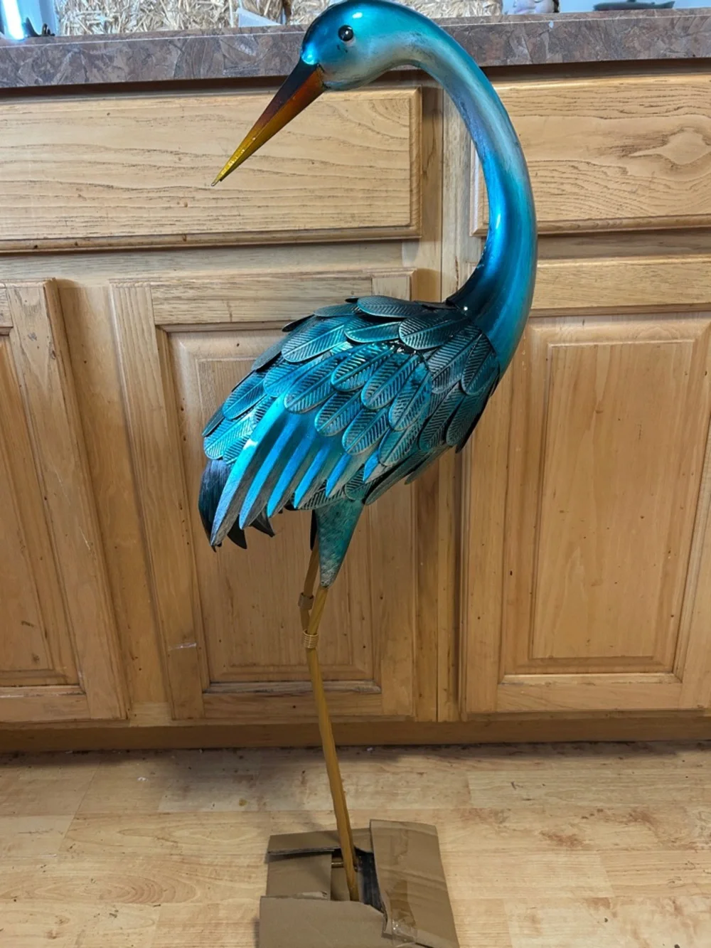 Evergreen Handcrafted Blue Heron Metal Statue-Life Size
